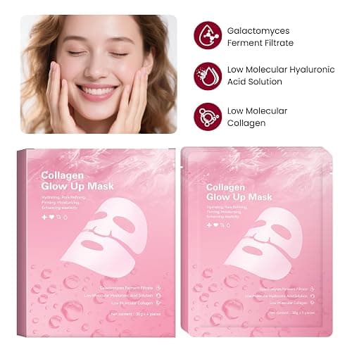 QuasBio Collagen Face Mask Overnight,Collagen Face Mask 2.0,Bio-Collagen Real Deep Mask,Glow up Firm Skin Deep Hydrating Masks for Wrinkle Reduction and Pore Minimization-Like Glass Skin(2Box,8 pc) thumbnail 2
