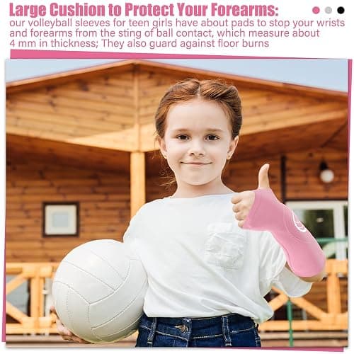 Sosation 3 Set Volleyball Arm Sleeves and Knee Pads for Kids Soft Forearm Sleeves with Protection Pad Thumbhole Volleyball Accessories for Training Youth Girls Boys 5-8 Years Old thumbnail 4