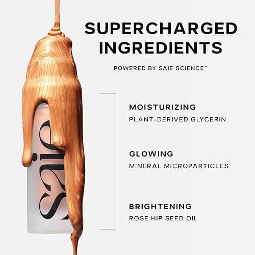 Saie Glowy Super Gel - Hydrating Makeup Primer and Illuminating Glow Serum Enriched with Vitamin C and Squalane Oil - All-Over Liquid Highlighter Makeup for Instant Glass Skin - Warmglow (1 oz) thumbnail 8
