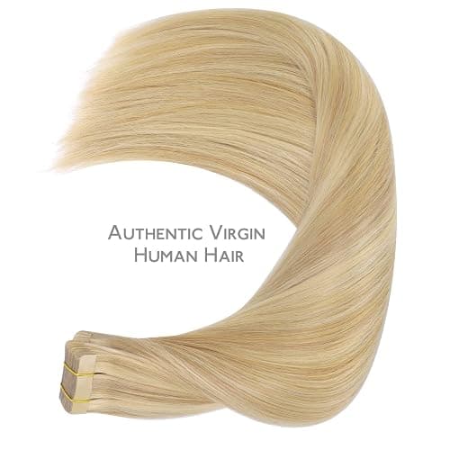 WENNALIFE Tape in Hair Extensions Human Hair, 20pcs 50g 18 inch Light Blonde Highlighted Golden Blonde Remy Hair Extensions Straight Human Hair Tape in Extensions Skin Weft thumbnail 6