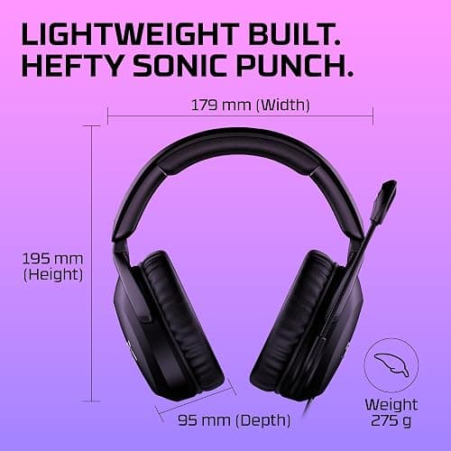 HyperX Cloud Stinger 2 – Wired PC Gaming Headset with Mic Noise Cancelling Over-Ear DTS Headphone:X Spatial Audio 50mm Drivers Swivel-to-mute Premium Leatherette for Windows Desktop, Black (Renewed) thumbnail 9