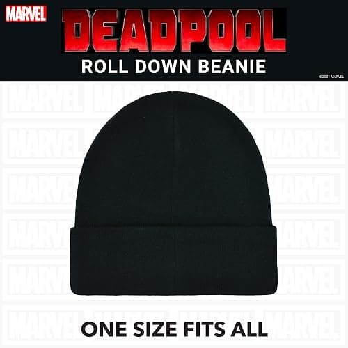 Marvel Deadpool Beanie Hat, Winter Knit Cap with Cuff thumbnail 5