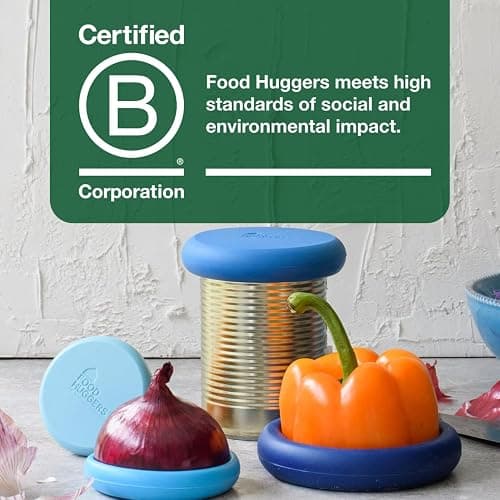 Food Huggers 5pc Reusable Silicone Food Savers | BPA Free & Dishwasher Safe | Fruit & Vegetable Produce Storage for Onion, Tomato, Lemon, Banana, Cans & More | Round, Ice Blue thumbnail 7