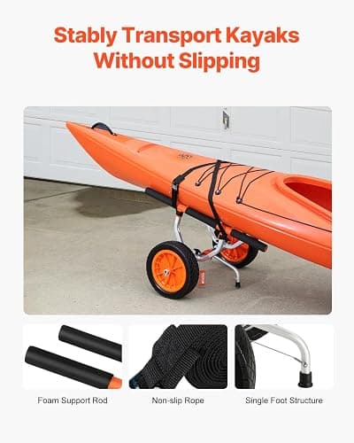 VEVOR Kayak Cart, Heavy Duty 450 LBS Load Capacity Kayak Trailer, Detachable Canoe Trolley Cart with Adjustable Width & Nonslip Support Foot, 12'' Solid Tires for Kayaks Canoes Float Mats Paddleboards thumbnail 4