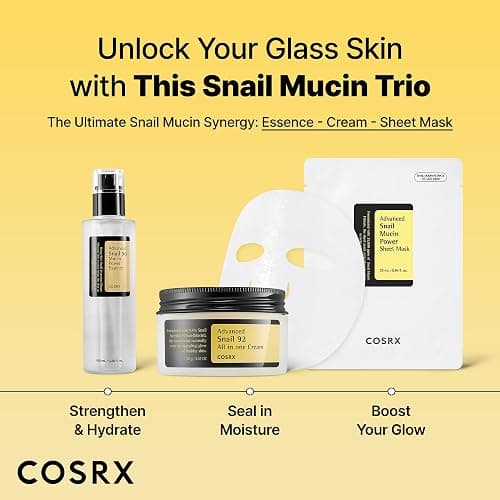 COSRX Snail Mucin Sheet Mask 10 EA with Snail Mucin Serum, Self Care, Face Masks for Dry, Sensitive Skin, Not Tested on Animals, No Parabens, No Sulfates, Korean Skin Care, Stocking Stuffers thumbnail 9