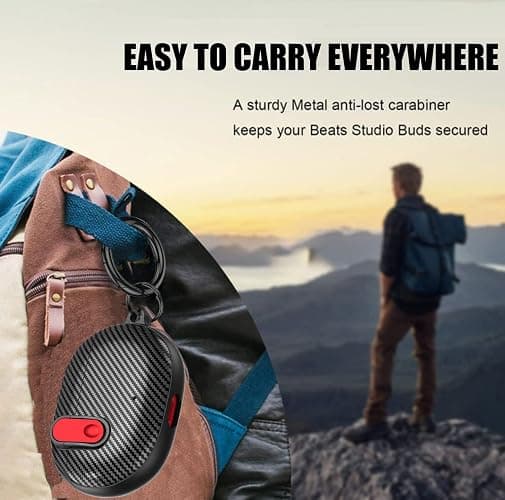 Beats Studio Buds/Studio Buds Plus Case Cover 2021/2023 Men Lock Clip with Clean Kit, GARTOO Protective Case and Cleaning Pen Compatible with Beat Studio Bud Plus for Women Girls Kids Black Red thumbnail 5