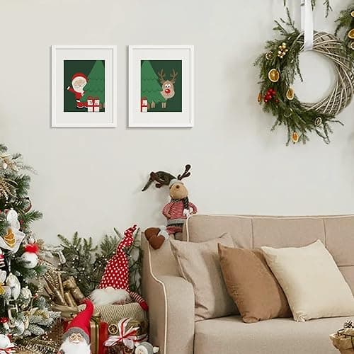 upsimples 11x14 Picture Frame Set of 5, Display Pictures 8x10 with Mat or 11x14 Without Mat, Wall Gallery Photo Frames, White thumbnail 9