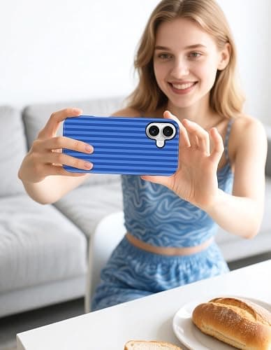 Aitipy Compatible with MagSafe Striped Phone Case for iPhone 16e/17e, Cute Magnetic Navy Blue Aesthetic Stripes Soft TPU and Hard PC Shockproof Protective Phone Cover for Women Girls thumbnail 7