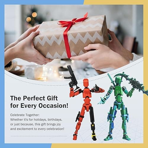 Nemoro Assembed 3D Printed 5.54'' Stick Tian 13 Action Figure, Multi-Jointed Robo13, Articulated T13 Desktop Decoration,12 in 1 d13 Accessories Best Birthday Festival Gift - White thumbnail 6