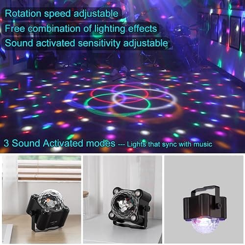 Laucnpty Disco Ball Party Lights Sound Activated Strobe DJ Stage Lighting for Indoor Room Outdoor Dance Floor Parties Birthday Rave Home Karaoke Halloween Christmas Wedding Show Bar Club Decorations thumbnail 6