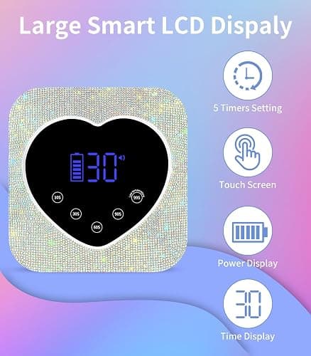 HUGMAPLE Cordless UV Nail Lamp for Gel Nails 72W, Rechargeable Diamond LED Nail Dryer with 5 Timer Setting, Touch Control & Auto Sensor, Fast Nail Light Curing Lamp for Salon & Home thumbnail 3