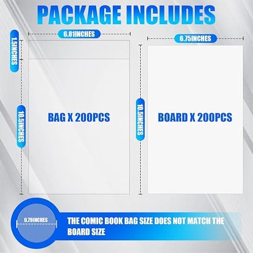 200 PCS Current Size Comic Book Boards, 6.75" x 10.5" Acid-Free Comic Book Backing Boards, Thick and Durable Books Board for Comic Book Storage and Preservation thumbnail 2