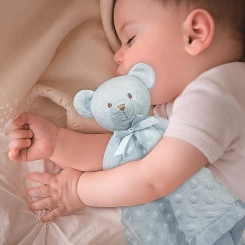 Pro Goleem Teddy Bear Lovey Baby Security Blanket for Boys and Girls Unisex Soft Lovie Baby Gifts for Newborn Toddler Snuggle Toy Stuffed Animal Blue 16 Inch thumbnail 2