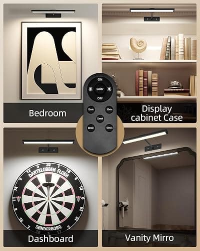 EZVALO Picture Light for Wall, Built-in 4800mAh Rechargeable Wireless Battery Lights for Painting, 16In Dimmable Remote Magnetic LED Art Light, Colors Temperatures, for Gallery, Living Room(Black-3P) thumbnail 8