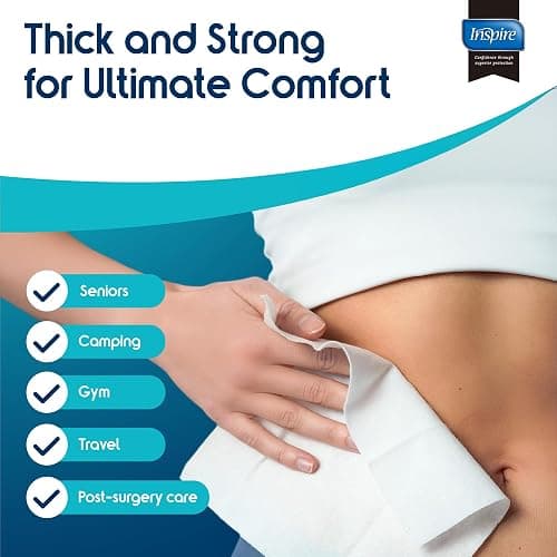 Body Wipes for adults bathing rinse free | Adult Wash Cloths Extra Large, Bathing Wipes for Incontinence, 8"x 8" In (48 count) | By Inspire thumbnail 2