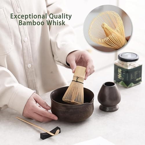 Ochcahser Matcha Set, Japanese Tea Set Includes Matcha Bowl with Spout, Matcha Whisk Holder (chasen), Bamboo Matcha Whisk and Bamboo Scoop, Ceramic Matcha Kit for Tea Lovers thumbnail 4