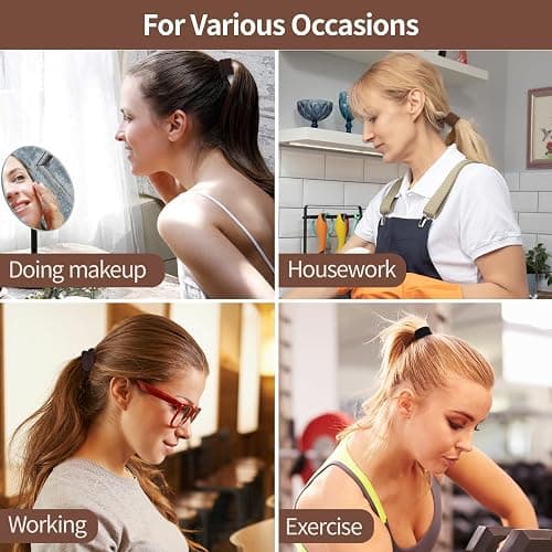 150 Pcs Seamless Elastic Hair Ties No Damage for Thick & Thin Hair, Ponytail Holders, Elastics, Soft Pony Tails Bands for Women, Coffee & Brown thumbnail 6