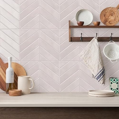 STICKGOO 10 Sheets Thicker Herringbone Peel and Stick Backsplash, 12.6”×9.7” Stick on Wall Tiles, Self Adhesive Tile Sticker for Kitchen Backsplash and Bathroom, Smoky Pink thumbnail 8