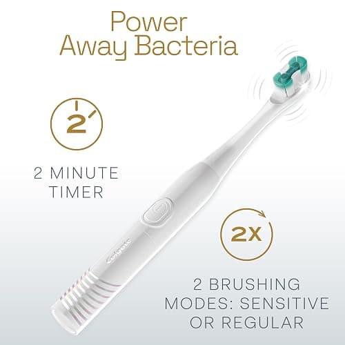 Colgate Total Adult Battery Powered Electric Toothbrush, White, Soft | Includes 2 AAA Batteries, Built-In 2 Minute Timer, 2 Brushing Modes, Powers Away Bacteria, Soft High-Density Bristles thumbnail 4