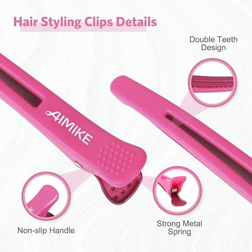 AIMIKE 12pcs Hair Clips Set - No Crease Duck Billed Clips with Silicone Band for Styling, Cutting, and Sectioning Salon Hair thumbnail 4