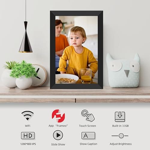 FRAMEO Cadre Photo numérique WiFi 10,1" Écran Tactile LCD IPS 1280 x 800 Mémoire intégrée 16 Go Rotation Automatique Partagez instantanément des Moments Via l'application Frameo Depuis n'importe où thumbnail 3
