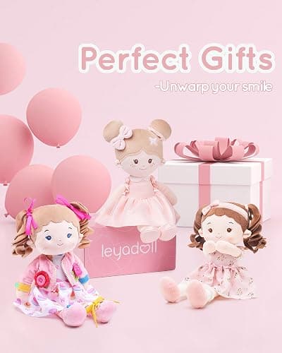LeyaDoll Soft Bady Educational Soft Baby Doll(16''), Learning Sensory Doll for Toddlers, Montessori Toys for 2-Year-Old Girls Christmas, Birthday Gifts, Plush Doll with Button-Busy Cupcake-Girl thumbnail 3