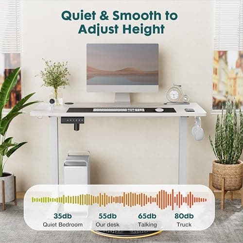 SMUG Standing Desk, Adjustable Height Electric Sit Stand Up Down Computer Table, 40x24 Inch Ergonomic Rising Modern Lift Motorized Gaming Desktop Workstation for Work Home Office, White - White - 40*24 thumbnail 5