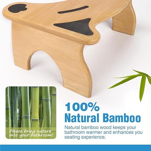 JLKCTHH Bamboo Toilet Stool for Bathroom, 7 Inches Foldable Poop Stool with Non-Slip Pads thumbnail 5