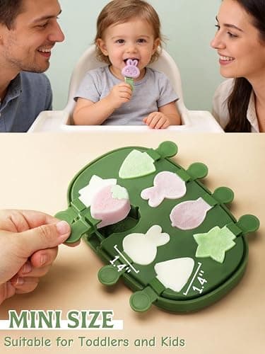 Silicone Popsicle Molds, Dinosaur Animal Small Mini Popsicles Molds, Fun Shaped Homemade Ice Popsicle Molds Set, BPA Free (Green-crocodile(8 pieces)) thumbnail 2