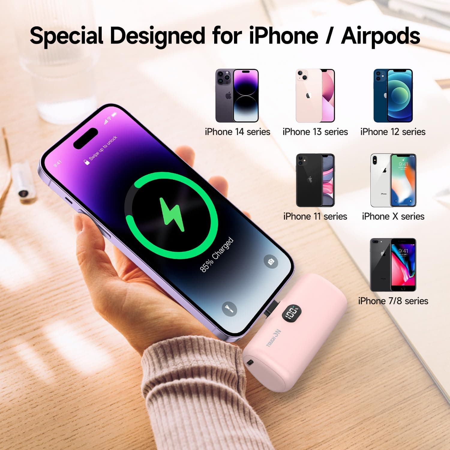 TOUGH ON Mini Portable Charger 5000mAh Power Bank PD Fast Charging, Small Portable Charger Battery Pack Compatible with iPhone 14,13,12 Pro Max/Pro Max,11 and More thumbnail 4