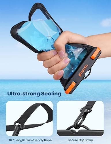 Lamicall Waterproof Phone Pouch Case - 2 Pack IPX8 Water Proof [Easy Lock & Heavy Duty] Cell Phone Dry Bag for iPhone 12 13 14 15 16 Pro Max, Samsung Galaxy S24 Ultra S23 Ultra, All 4-7" Cellphones thumbnail 5