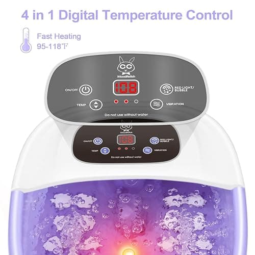 Foot Spa Bath Massager with Heat Bubbles and Vibration Massage and Jets, 16 OZ Calming Lavender Foot Soak Epsom Salt, MoodRelish Foot Soaker With Red Light, 22 Massage Rollers, Adjustable Temp -Purple thumbnail 2