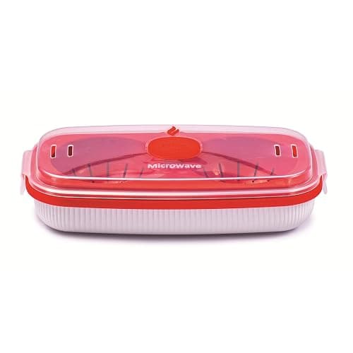 Snips - Microwave EGG POACHER and Omelette Maker - Poached Egg Maker Microwave - 0.75 LT - 24 x 12.5 x 6 cm - Microwave Egg Steamer, White and red - 100% Made in Italy - 0% BPA - Egg Poacher/Omelette Maker - Image 1