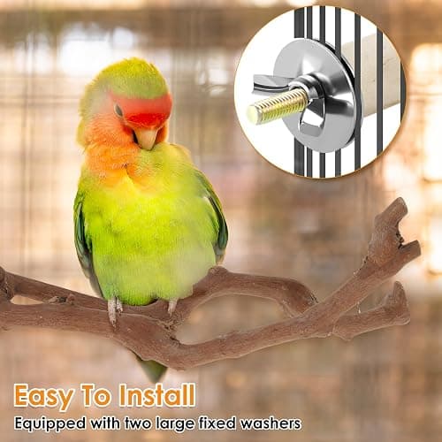 5 Pieces Wood Bird Perch, Natural Wooden Parrot Perches Stand Toys,Practical Hanging Multi-Branch Perch Platform Hammock Swing Toy,Bird Cage Accessories for Macaws Parakeets Conures Budgies Finches thumbnail 5