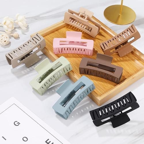 Mandydov 8 Pcs Large Hair Claw Clips 4.1 Inch Non-slip Big Square Matte Claws for Women, Strong Hold Banana Clips for Thick Thin Hair thumbnail 7