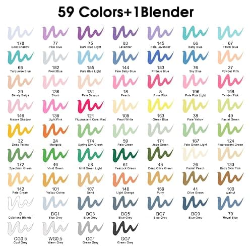 XSG Alcohol Markers,60 Colors Dual Tip Brush & Chisel Tip Art Marker Set,for Blending & Shading,Ideal for Coloring Books & Professional Artwork,Includes Blender Pen & Portable Case,Ideal for All Ages thumbnail 5