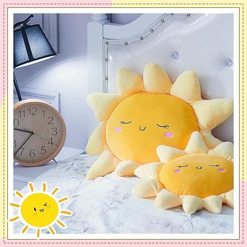 Juexica 2 Pcs Sun Pillow Plush Sofa Cushion Pillow Cute Stuffed Sun Cushion Sun Shaped Floor Pillow Car Throw Pillow Plush Soft Toy for Kids Women Girls Bedside Home Decoration 13.7 Inch, 23.6 Inch thumbnail 6