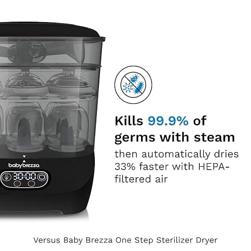 Baby Brezza Bottle Sterilizer and Dryer Advanced – Largest Capacity | 33% Faster Cycle Time - Universal Sterilization Machine for All Bottles + Pump Parts - Steam Sanitizer - HEPA Air Filter thumbnail 2