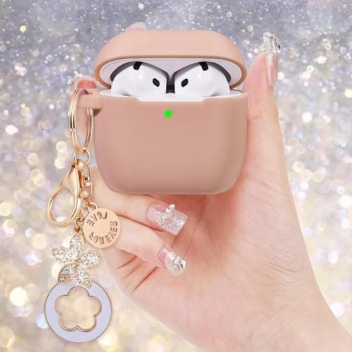 Case for Apple Airpods 4 - VISOOM Airpods 4 Cases 2024 Cover Women Anti-Drop Silicone iPods 4 Earbuds Wireless Accessorie Charging Cases Girl Bling Keychain for Airpod iPods 4th Generation thumbnail 7