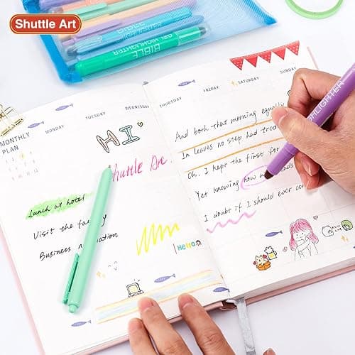 Bible Highlighters and Pens, 22 Pack Journaling Kit, 12 Colors Gel Highlighters and 10 Colors Ballpoint Pens with a storage bag, Bible Markers No Bleed Through by Shuttle Art thumbnail 2
