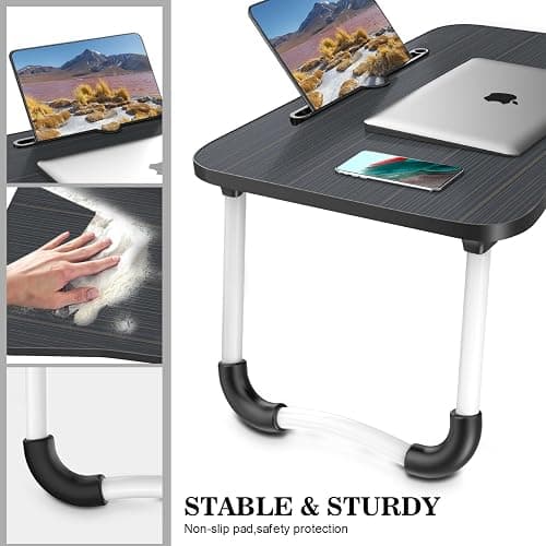 Zapuno Laptop Bed Desk, Foldable Laptop Tray Table with Tablet Slot, Lapdesk Laptop Stand for Bed Portable Standing Table for Bed Couch Floor thumbnail 5