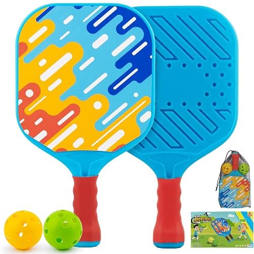 Stocking Stuffers Kids Pickleball Paddles- Boys Toys for Kid Ages 4 5 6 7 8 Year Old Boys Girls Gifts, Beginner Easy to Use Backyard Ball Games Set of 2, Lightweight and Durable Grip for Small Hands - Image 1