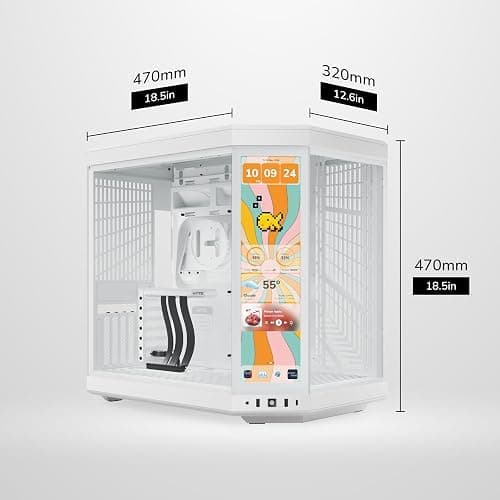 Hyte Y70 Touch Infinite Dual Chamber ATX Mid Tower Modern Aesthetic Case with Integrated 2.5K LCD Touchscreen - Snow White thumbnail 10