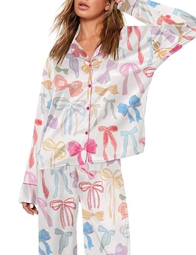 SHESHOW Satin Pajamas for Women Set Long Sleeve Button Down Sleepwear 2 Piece Nightwear Women Pjs Sets Size XS-XXL thumbnail 2