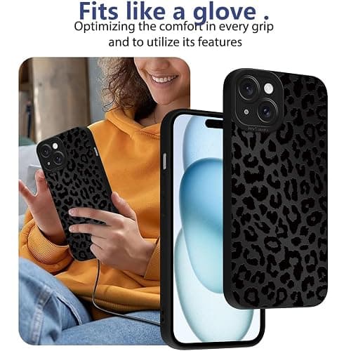 Cinysnt Cute Black Cheetah Print Phone Case for iPhone 15 6.1" | Aesthetic Leopard Pattern Design Cover Full Camera Lens Protective Shockproof Soft Slim TPU Funda for Men Women Girls thumbnail 7