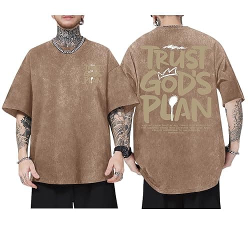 BINTEHGS God Christian T Shirts for Men Jesus Faith Shirt Acid Wash Oversized Tees Bible Verse Graphic Vintage Tshirt - Image 1