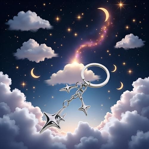 1Pc Silver Cute Star Moon KeychainStainless Steel Key Ring Purse Handbag Backpack Bag Charms Car Holder Convenient to Carry Decoration Small in Size,Keyrings Aesthetic Accessories thumbnail 3