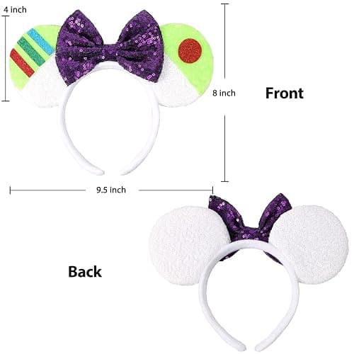 UNSPAZ Headbands for Women Girls Boys, Shiny Bow Headband for Cosplay Party Decorations Hair Accessories (Green) thumbnail 2
