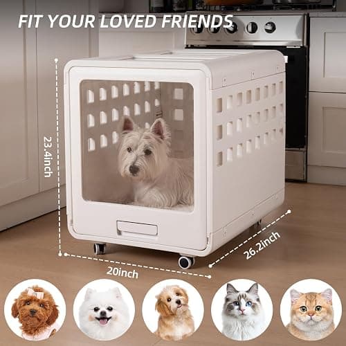LoveTail Foldable Dog Crate Furniture，Acrylic Dog Cage End Table, for Small/Medium Dogs,Durable Dog cage with Movable and Modular Design - Safe, Stylish and Convenient thumbnail 4