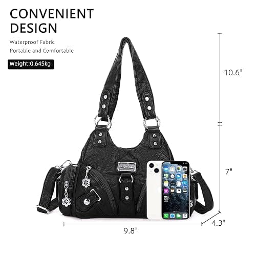 Angel Kiss Purses for Women Small Hobo Shoulder Bags Vagen Leather Multi-Pocket Tote Bag with Zipper thumbnail 4